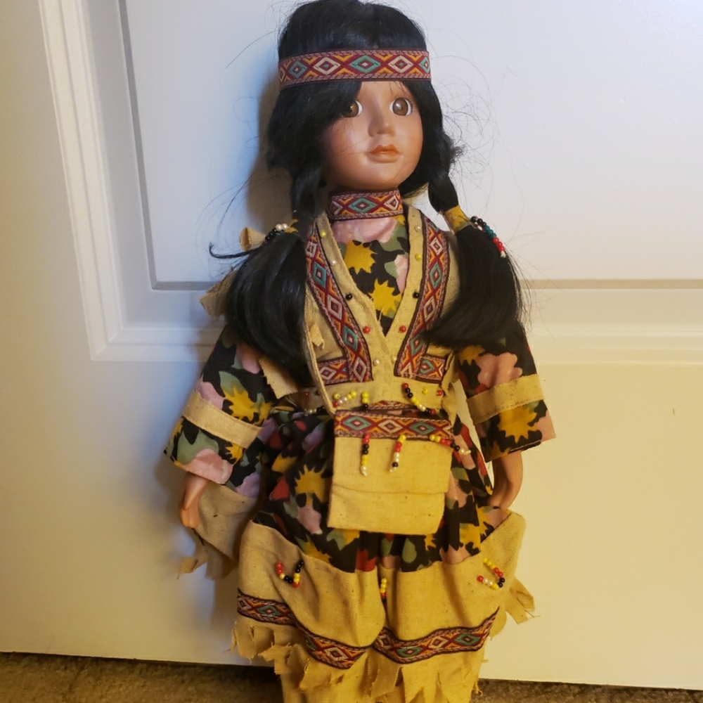 15 inch tall native American doll